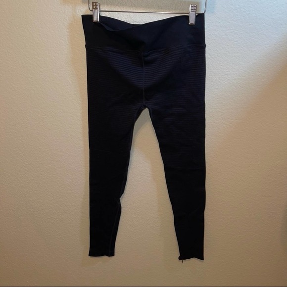 Nux Pure Barre Black Solid Ribbed High Compression Ankle Legging Large - Picture 3 of 9